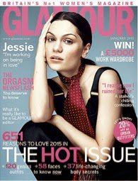 Jessie J on the cover of the January 2015 issue of Glamour magazine.